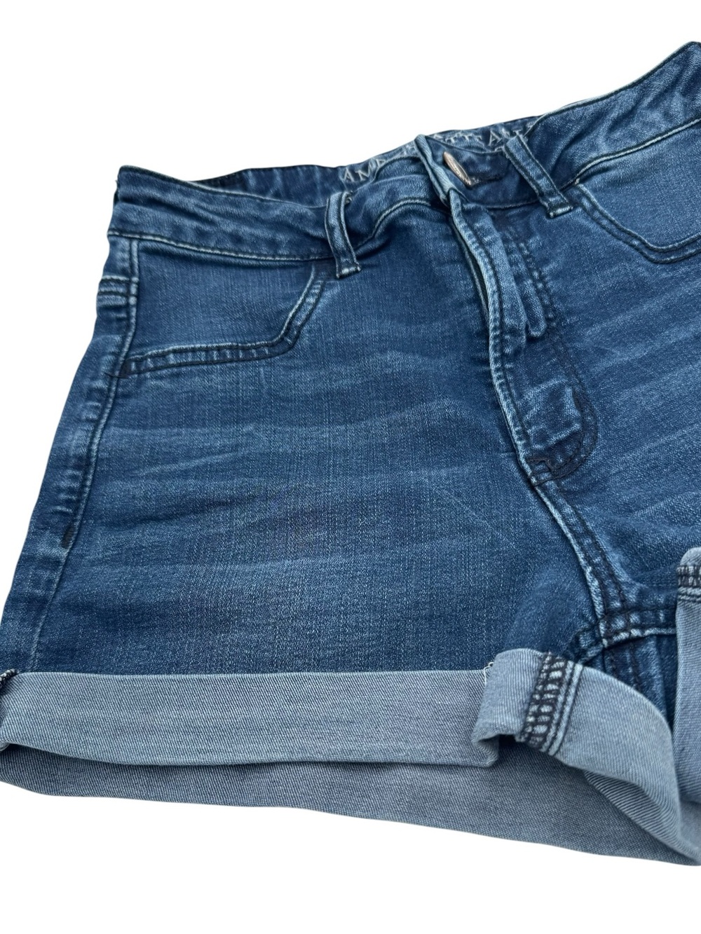 American Eagle Super Stretch Sky High Shortie Jean Shorts Rise 10" Ins 2" Size 4 - Picture 6 of 14